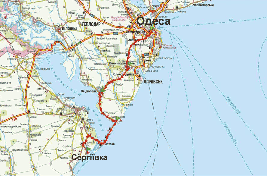карта как добраться из Одессы в Сергеевку